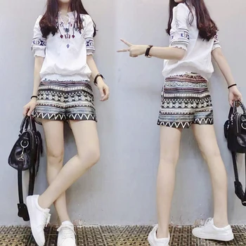 

Women Summer Two Piece Set Women Suits Embroidered Ruffles Crop Top With Shorts Summer Women Sets