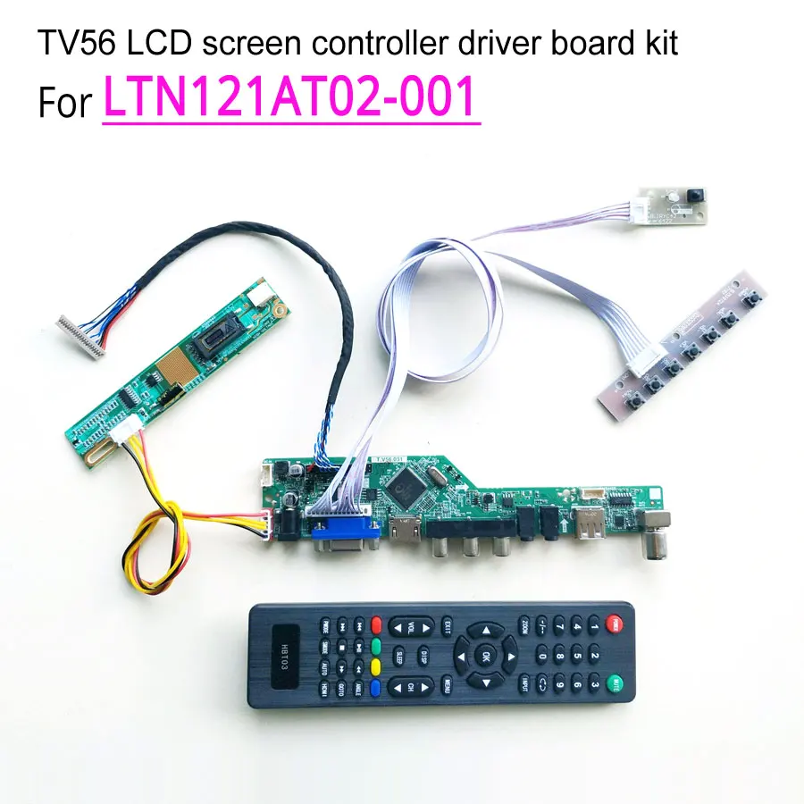 

For LTN121AT02-001 laptop LCD monitor 1280*800 20pin 1-lamp LVDS 12.1" CCFL HDMI/VGA/AV/USB/RF TV56 controller driver board kit