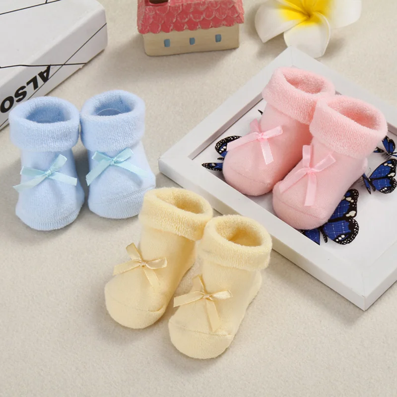 4 Pcs Thick Winter Baby Socks For Boys Girls Cotton Warm Infant Socks Bow Bear Newborn Baby Socks Cute New Baby Boys Clothing (12)