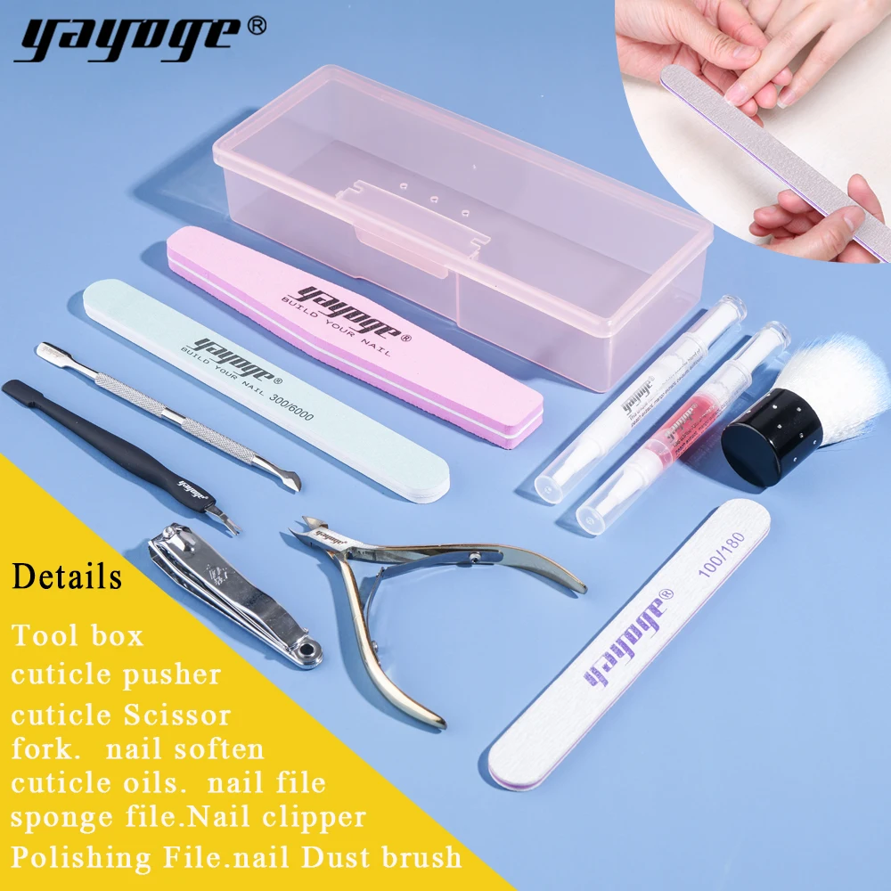 

Yayoge Nail Tools Set 11in1 UV Gel Nail polish Kit Salon Polishing Nail Art Cuticle Tool For Manicure DIY