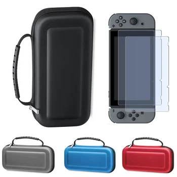 

Carry Case for Nintend Switch Travel Carry Bag Shell with Handle + 2PCS HD Tempered Glass Screen Protector for Switch