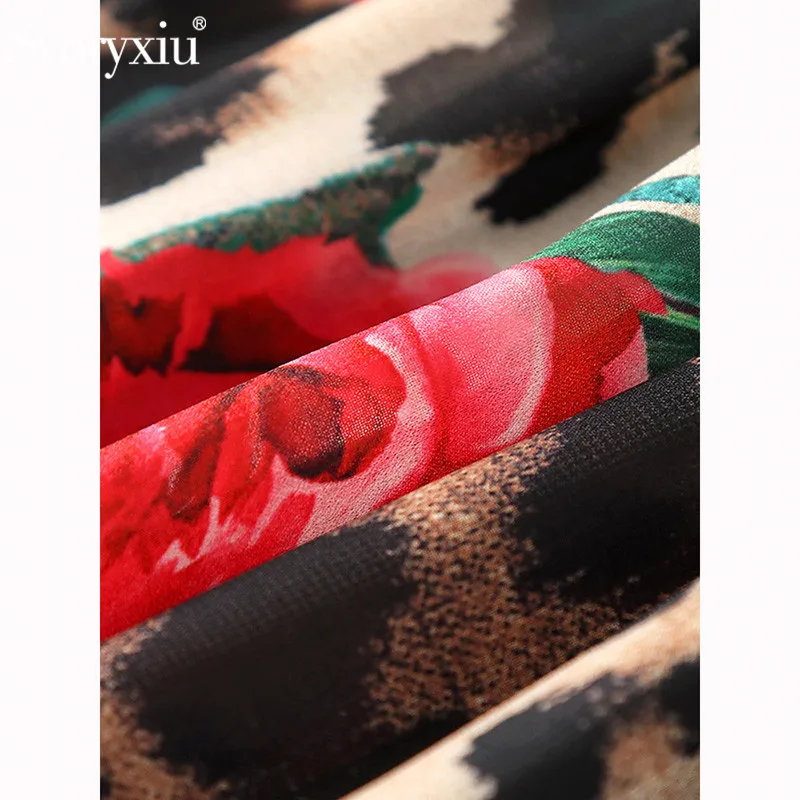 Svoryxiu для подиума летние розы с леопардовым принтом Танк V шеи плащ Макси платье Для женщин женский пользовательские большой Размеры Макси платья