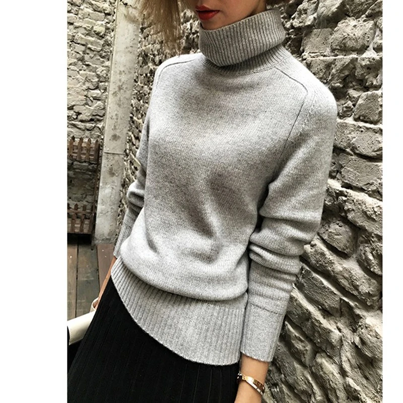 Autumn and winter ladies high quality cashmere sweater 2018 new high collar sweater solid color loose warm soft sweater-Shipping Autumn and winter ladies high quality cashmere sweater 2018 new high collar sweater solid color loose warm soft sweater-Shipping