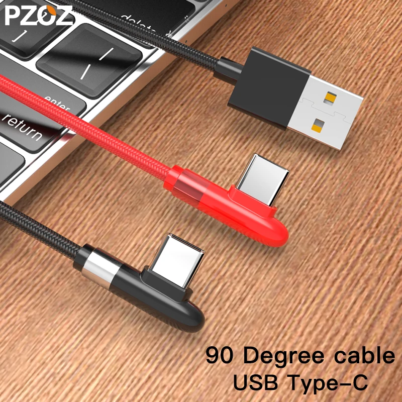 PZOZ 90 градусов кабель с разъемом usb type c для быстрой зарядки зарядного устройства