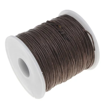 

80Yards/Spool brown color Waxed Cotton Cord 1mm Wax Linen Cord plastic spool DIY Necklace Rope Bead Fit Bracelets