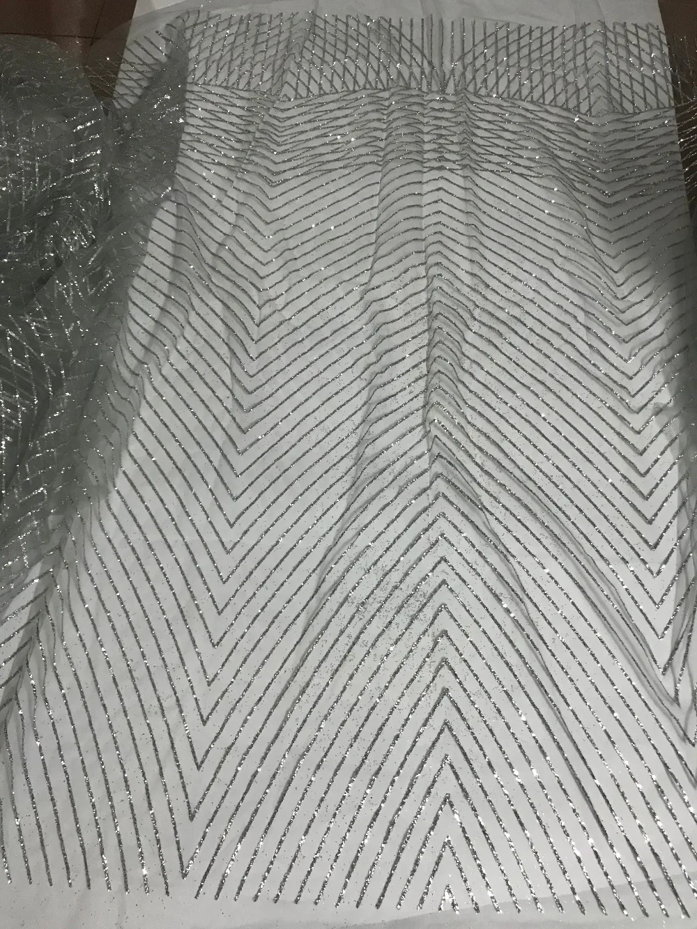 High Quality Glued glitter sequins Tulle Lace Fabric Latest French Nigerian QL-101414 For Women Wedding | Дом и сад