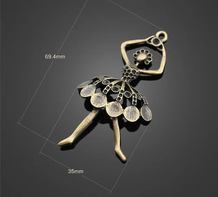 10pcs Antique Bronze Dancing Girl Charms Pendants DIY Findings Jewelry