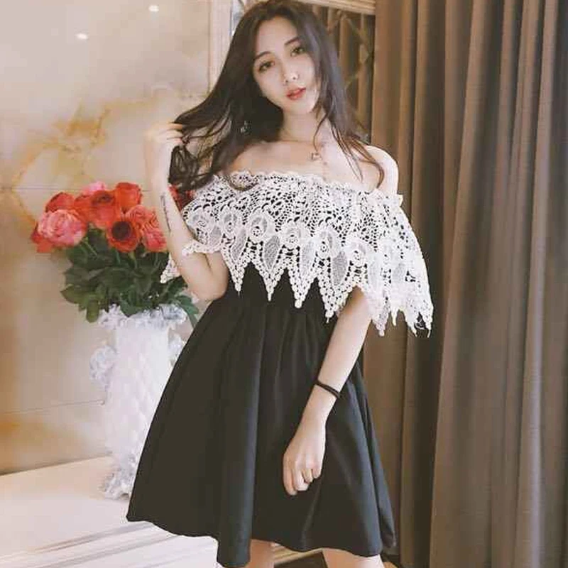 Missoov designer Brand fashion summer Women's Clothing Dress sexy party style female lace slash neck Dresses vestidos new black