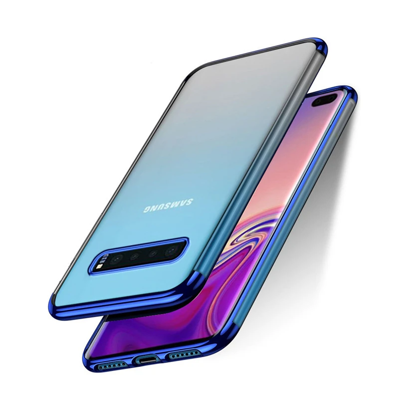 

ELETEIL Soft Silicone Clear Cover Case For Samsung Galaxy S10 Plus S10e Shockproof Plating Edge Bumper Fitted Cases E15
