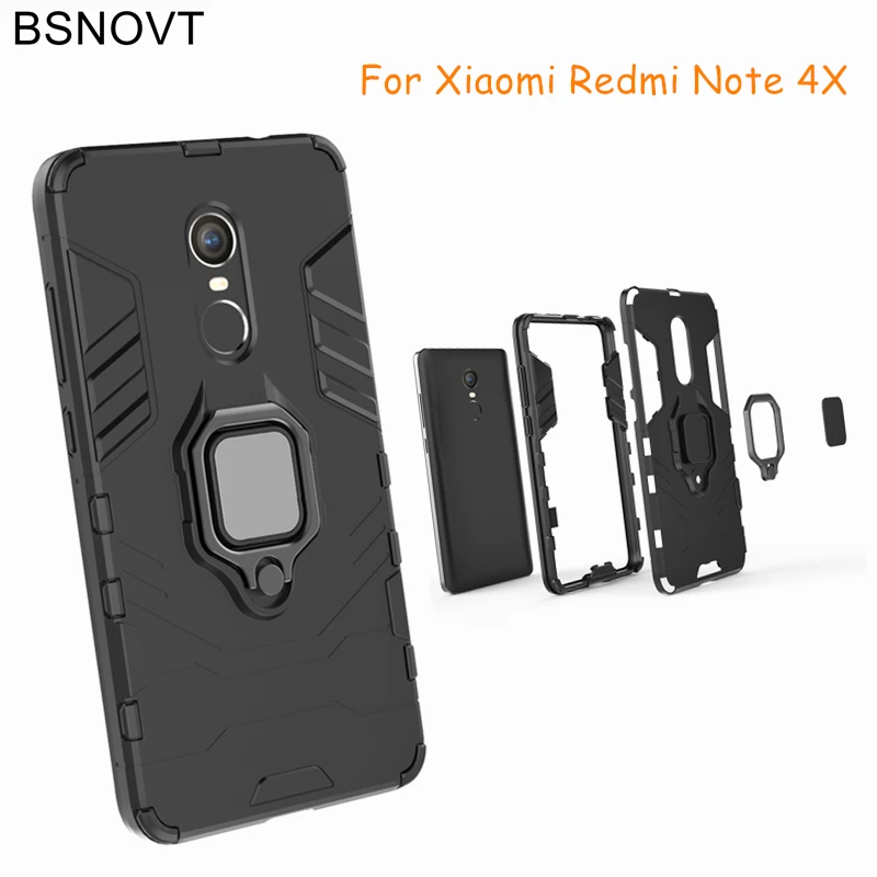 BSNOVT Xiaomi Redmi Note 4X Shockproof Cover Finger Ring Magnetic Holder Soft TPU Back Case For Capa 5.5&quot |