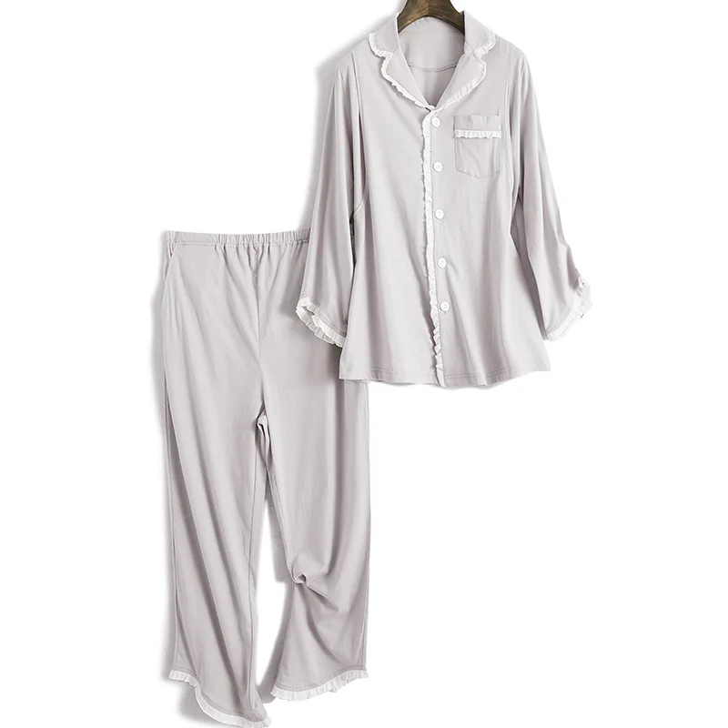 Новые пижамы для грудного вскармливания, одежда для сна для грудного вскармливания, пижамы для беременных, пижамы для беременных - Цвет: Light grey