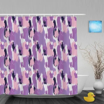 

Abstract Seamless Bathroom Shower Curtains Purple Ikat Ogee Decor Shower Curtains Waterproof Polyester Fabric With Hooks
