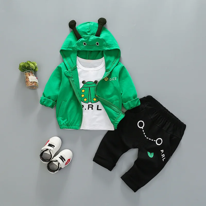 

Baby Girl Clothes 2019 Spring Autumn Cartoon Hooded Jacket + Shirts Top + Pants Male Baby Suit Bebes Jogging Suits Tracksuits