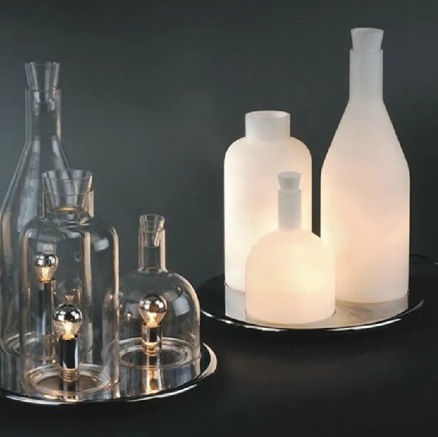 Nordic Wine Bottles Table Lamps Modern Creative Glass Bottle Table Lights Fixture Home Indoor Dining Room Bed Side Desk Lamps