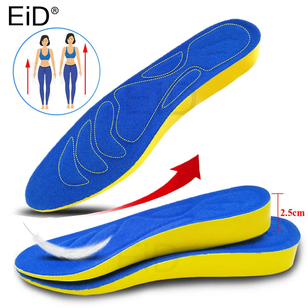 EiD 2,5 см стелька для увеличения роста Подушка высотный Лифт регулируемый вырез обуви каблук вставка выше поддержка абсорбирующий коврик для ног для мужчин и женщин