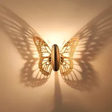 Butterfly Gold Wall font b Lamps b font Light font b Indoor b font Modern Led