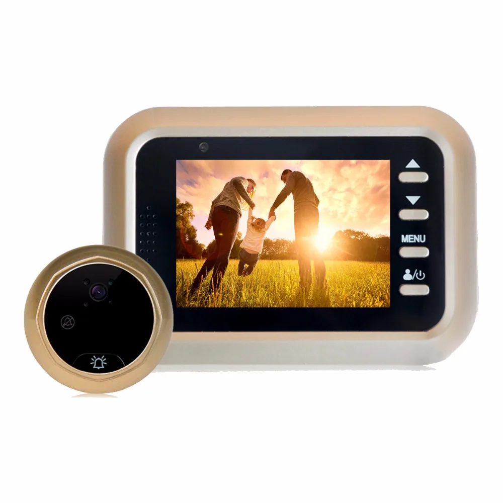 

2.4 inch HD Color Screen Smart Peephole Video Doorbell Home Security Access Control Door Viewer With Night Vision Gold F3369J