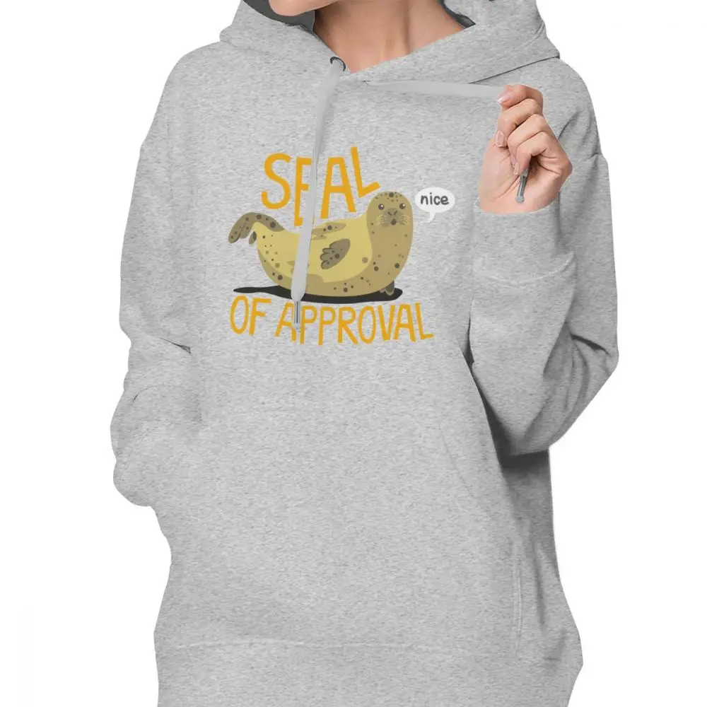  Seal Hoodie Seal Of Approval Hoodies Long Sleeve Streetwear Hoodies Women Printed Trendy Oversize G