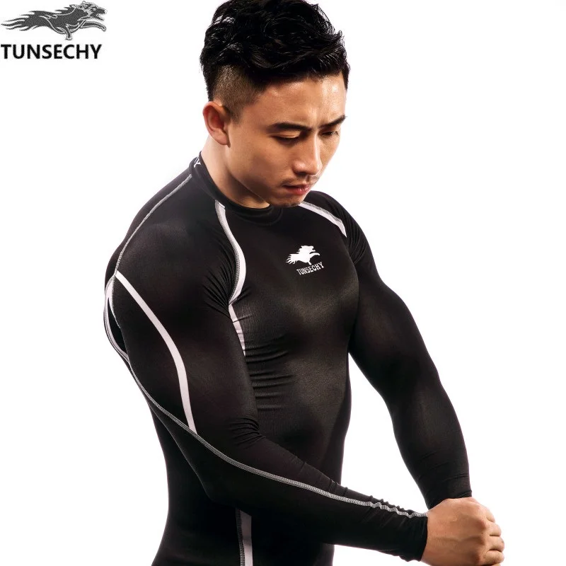  Men Compression Shirts MMA Rashguard Keep Fit Fitness Long Sleeves Base Layer Skin Tight Weight Lif