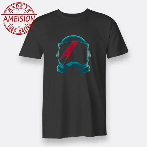 Space Oddity Helmet Men's T-shirt Astronaut David Bowie S to 3XL Black Men T Shirt 100% Cotton Print Shirts | Мужская одежда
