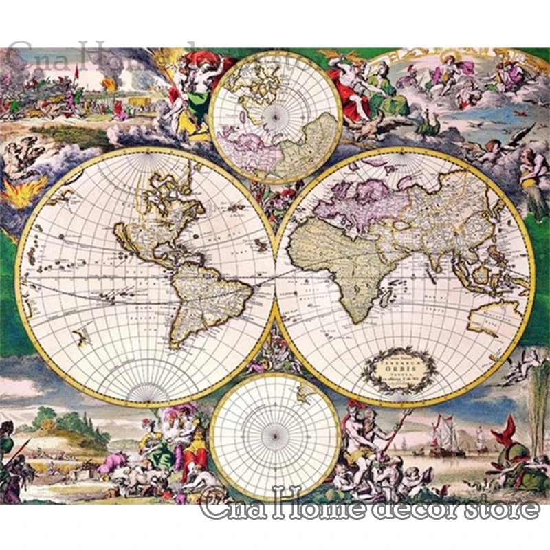 Map full round/square 5D diy Needlework embroidery pattern resin mosaic diamond painting 3d cross stitch kits room decor | Дом и сад