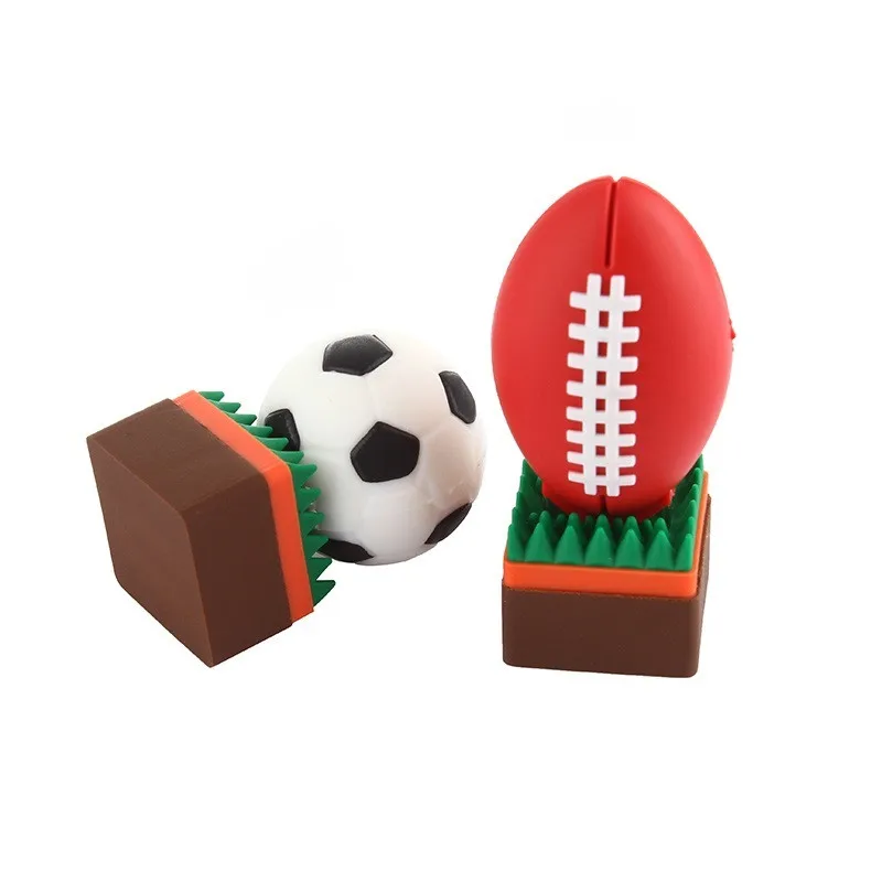 cartoon soccer memory stick 2.0 memory card 4GB 8GB 16GB 32GB 64GB plastic rugby usb 2.0 pendrive flash drive free shipping