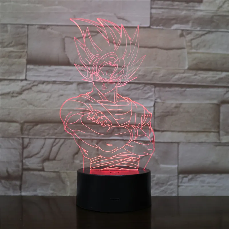 Фигурка "Dragon Ball" атмосферная настольная лампа Lampara Супер Saiyan Goku Usb 3d светодиодный ночник прикроватный сенсорный Сенсор освещение лампа