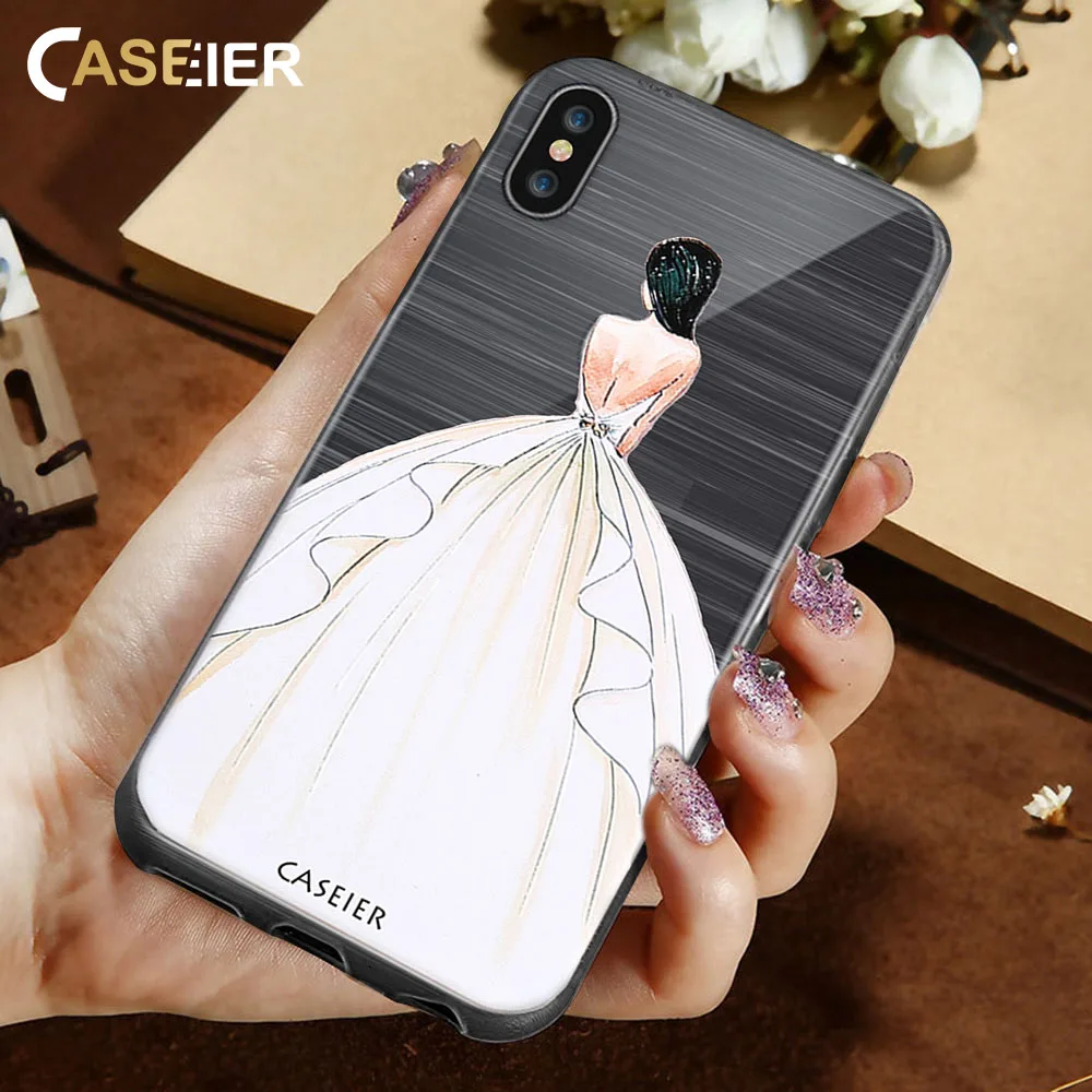 

CASEIER Phone Case For iPhone 5 5s SE 6 6s Case Silicone Cover For iPhone 6 6s 7 X 8 Plus Wedding Girl Ultra Thin Back Capinhas