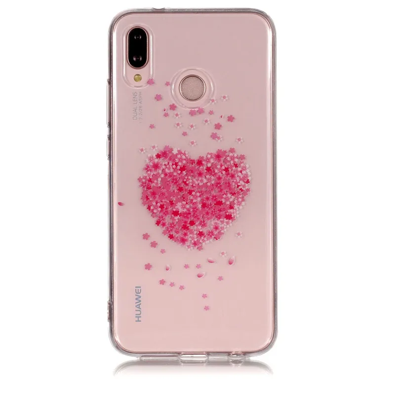 Caso Coque Huawei P20 caso Lite-Huawei P20 Pro P 20 lite Fundas flores clara suave TPU de silicona teléfono casos