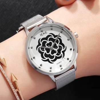 

Watches Women 2019 Relogio Feminino Silver Rose Gold Stylish Watch Ladies Fashion Flower Dial Wrist Watch Top Luxury Brand Watch