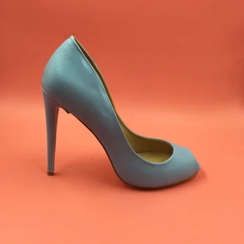

Women Pumps Sky Blue Peep Toe Stilettos High Heels Summer Shoes For Party Ladies Shoes New Brand Fashion Show Pumps Women