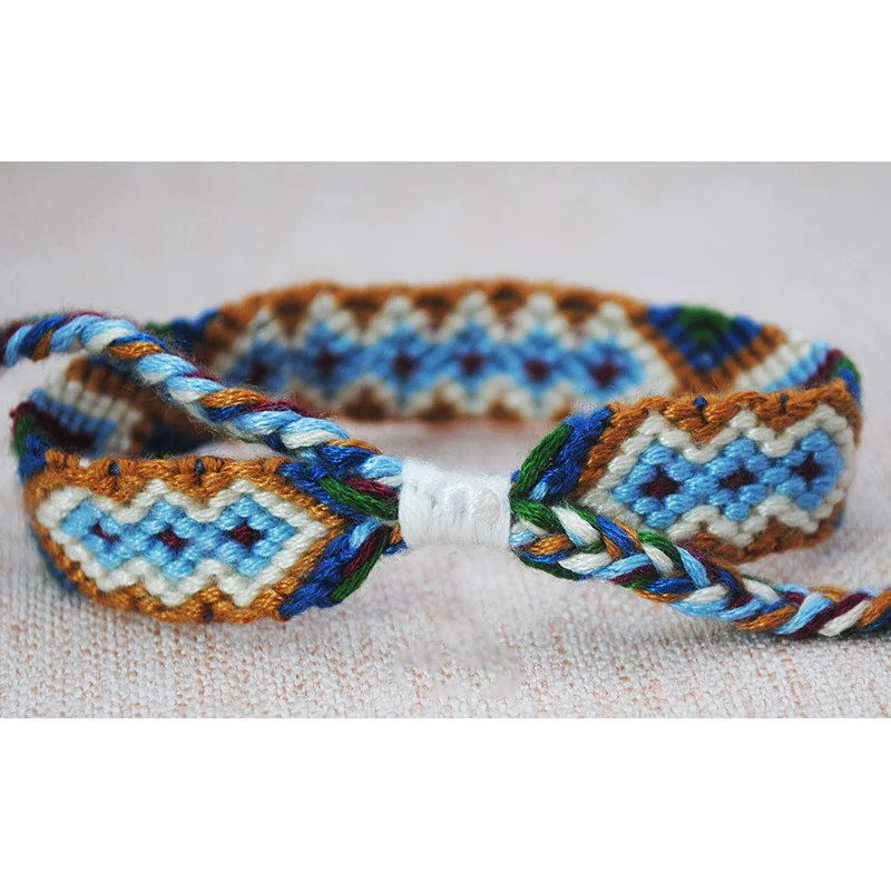 Женские многоцветные плетеные браслеты Rinhoo ручной работы в богемном стиле, тканые плетеные браслеты из конопляного хлопка, регулируемая Ручная Веревка