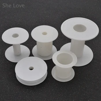 

Chzimade Empty Plastic Wire Spool Bobbin Sewing Machine Thread Round Ends 5 Various Size Cord Ribbon Lace