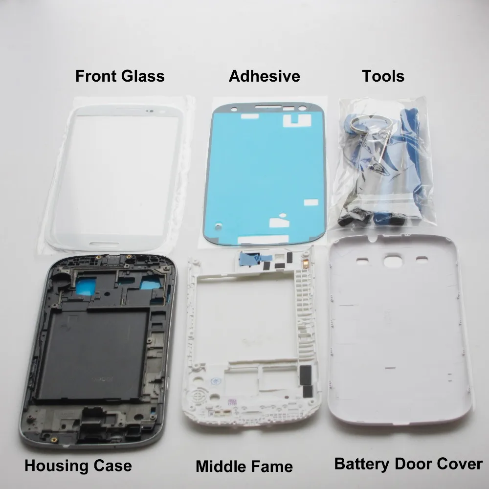 Original Replacement Parts White Full Housing Case Cover For Samsung Galaxy S3 i9300 Front Outer Glass