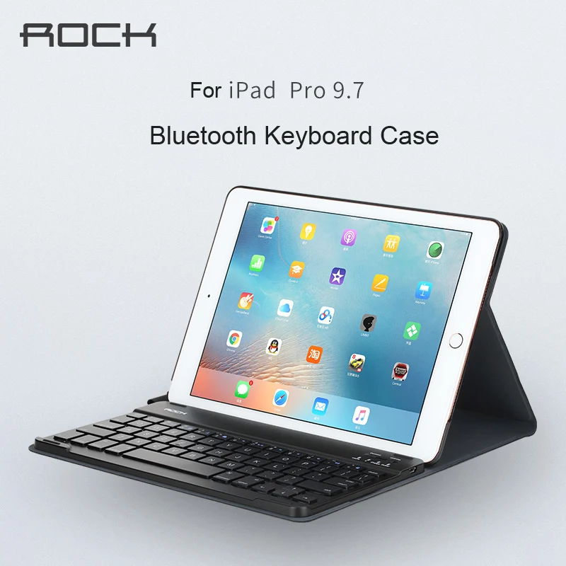 For apple ipad pro 9.7 Bluetooth Keyboard leather case ROCK pu leather Cover Protective Bluetooth Keyboard Case for ipad pro