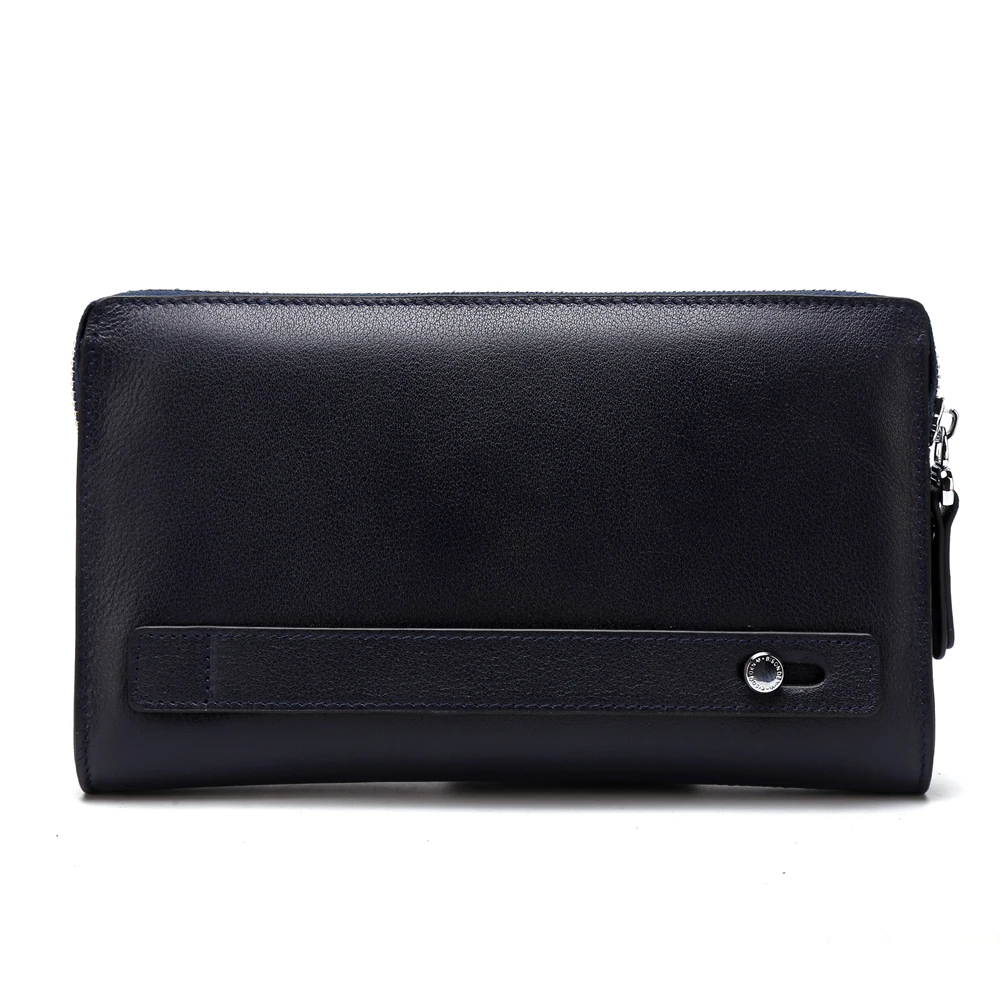 Кошелек BISON DENIM N8046 мужской из натуральной кожи деловой клатч темно синего цвета