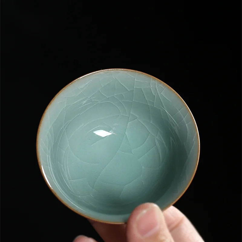 80ml one tea cup porcelain crackle glaze longquan celadon cup of tea marked Chinese cups Pu'er one piece on sales blue green