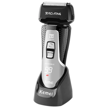 

Kemei 100-240V Rechargeable Electric Shaver Powerful Beard Shaver Washable Shaver Men Shaving Machine Trimmer Face Care
