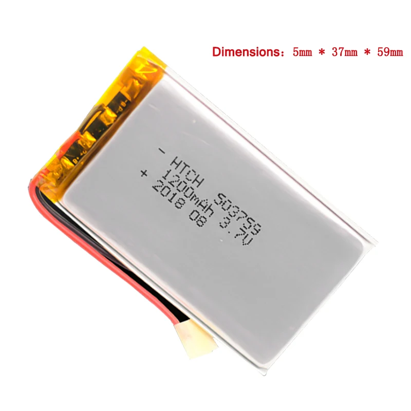 

2pcs 503759 Battery 3.7V 1200mah Polymer Lithium Rechargeable batteries For MP3,GPS locators, LED lamps, digital products,etc.