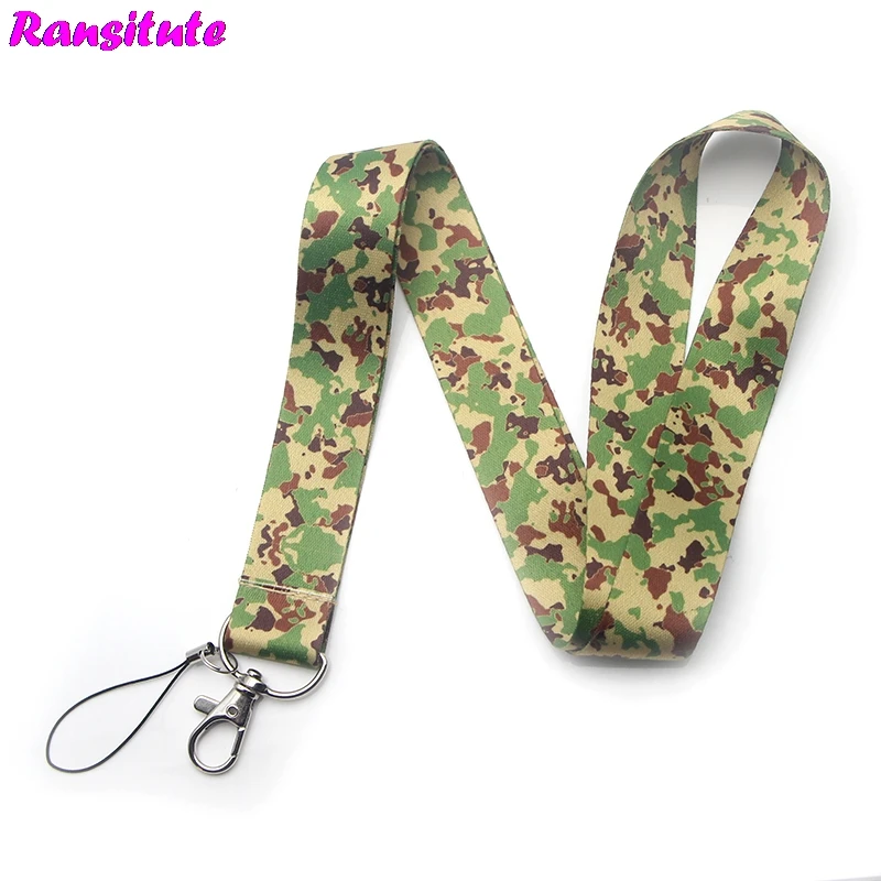 

Ransitute R245 Camouflage small fresh neckband lanyard key ID card gym mobile phone with USB badge clip DIY lanyard lasso