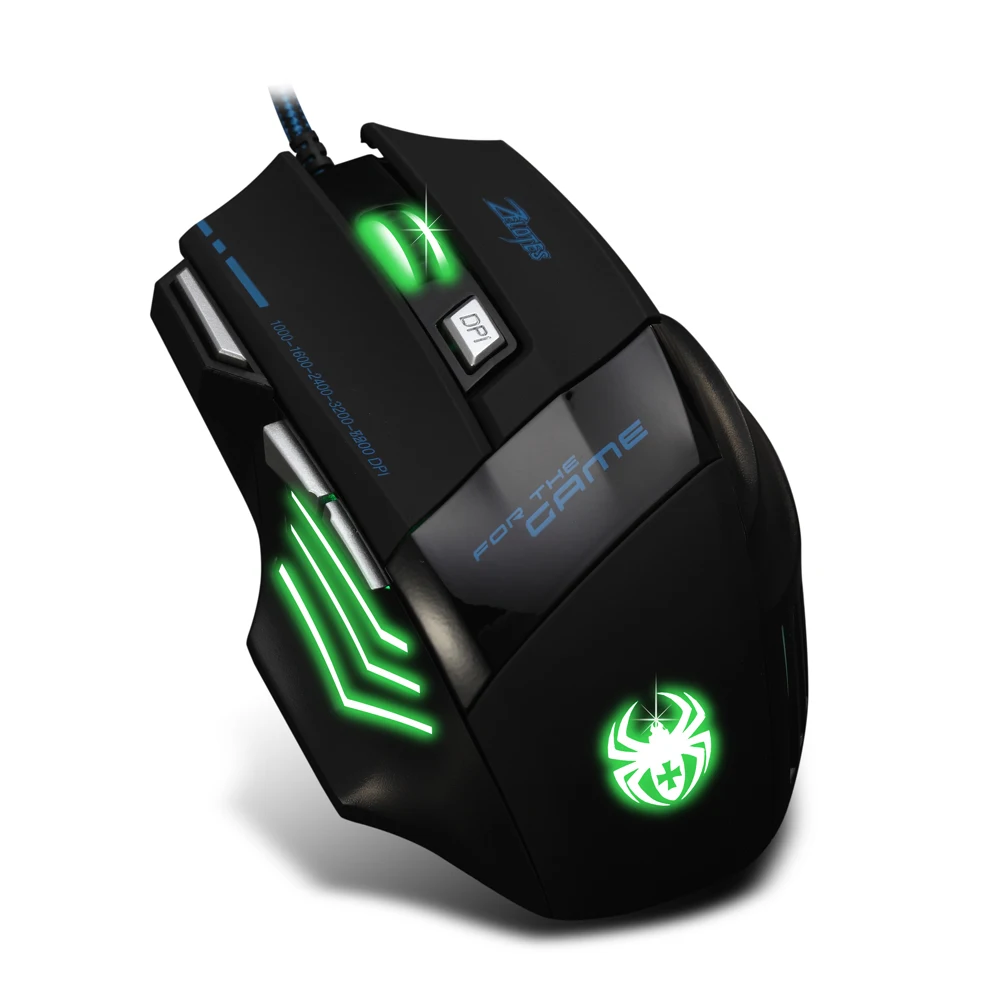 ZELOTES T 80 игровая мышь 7200 точек/дюйм подсветка многоцветная светодиодная