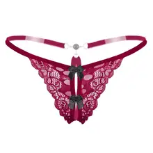 2018 nuevo diseño de mujer Sexy de encaje perla de cintura baja G-String hueco ropa interior tangas bragas gran oferta regalo para el amante(China)