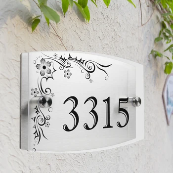 

Classical Pattern Personalized Modern House Number Door Sign Plaque Street Acrylic Matte Glass TOP