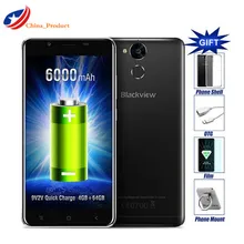 Blackview P2 4 ГБ + 64 ГБ LTE 6000 мАч смартфон 5.5 дюйма FHD Android 6.0 сотовый телефон MT6750T Octa core 13MP + 8MP Камера корабль 24 часа!
