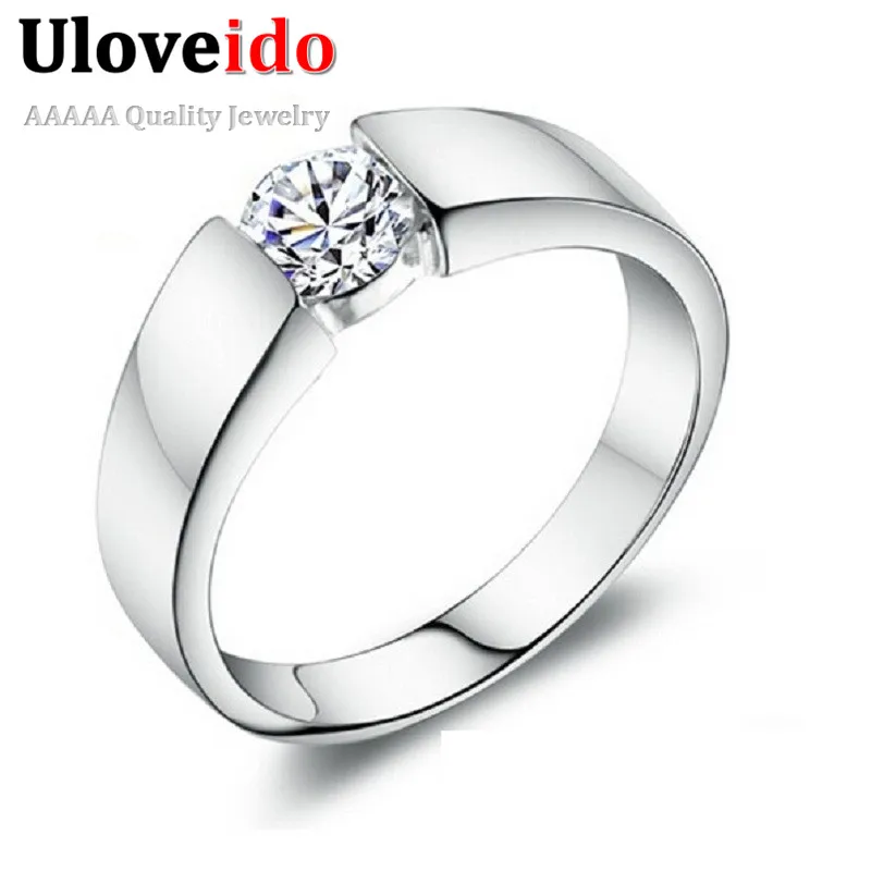 50% off Silver Wedding Rings for Women/Men 925 Sterling Silver Crystal Simulated Diamond Ring Jewelry Anel 2015 Ulove J002