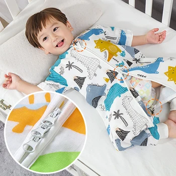 

Summer Kid's Newborn Cotton Sleeping Bag Split Leg Sleeping Sack Bag Breathable Toddler Baby Anti-kick Pajamas Four Seasons