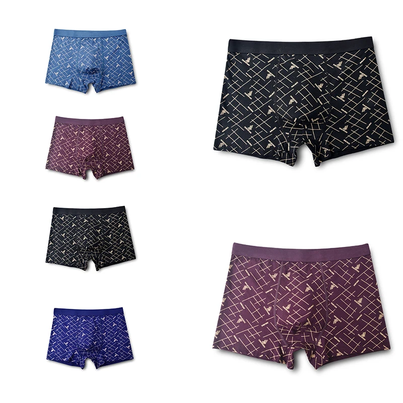 

4 pcs Male Underwear cotton panties sexy boxer men's underwear boxers shorts pants Loose Twill letter breathable Man Pants 2019