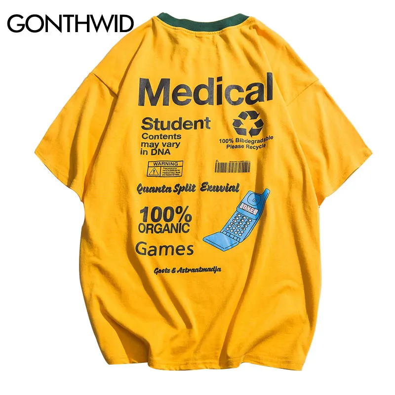 

GONTHWID Medical Printed T Shirts 2019 Summer Men Women Casual Hip Hop Tops Tees Male Fashion Short Sleeve Casual Cotton Tshirts