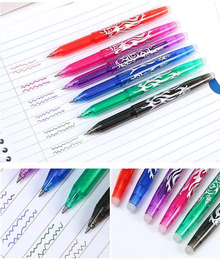 6 шт/лот, 6 цветов, стираемая шариковая ручка, синяя, черная чернильная ручка, сменная ручка для школьников, стираемые ручки, канцелярские принадлежности для офиса, канцелярские принадлежности