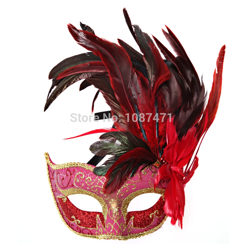 Новые модные красивые рождественские Женские Сексуальные вечерние маски на половину лица, свадебные маскарадные маски принцессы с перьями, итальянские маски на Хэллоуин